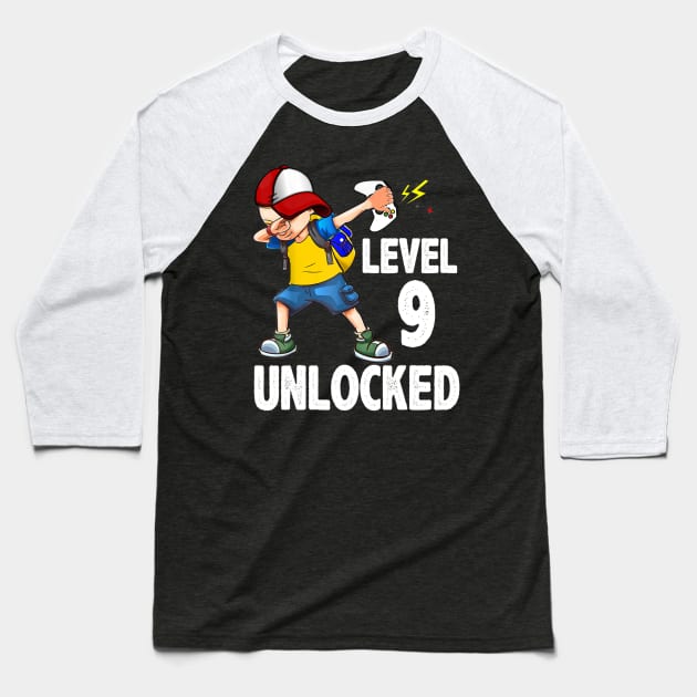 Video Gamer Dabbing Controller 9th Birthday Party Baseball T-Shirt by jordanfaulkner02